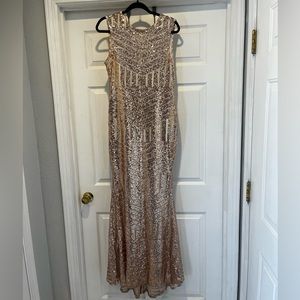 Long Gold Sequence Dress